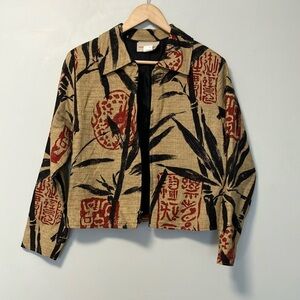 Painted Pony Vintage Asian-Inspired Jacket with Red and Black Print